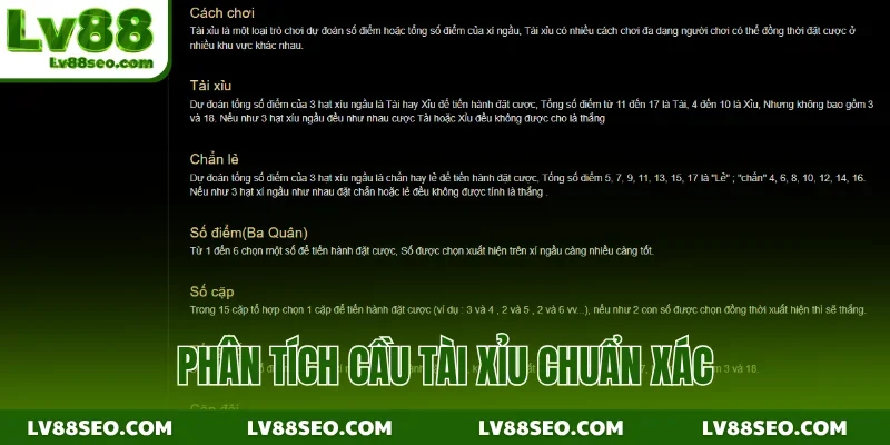 Phân tích cầu tài xỉu chuẩn xác